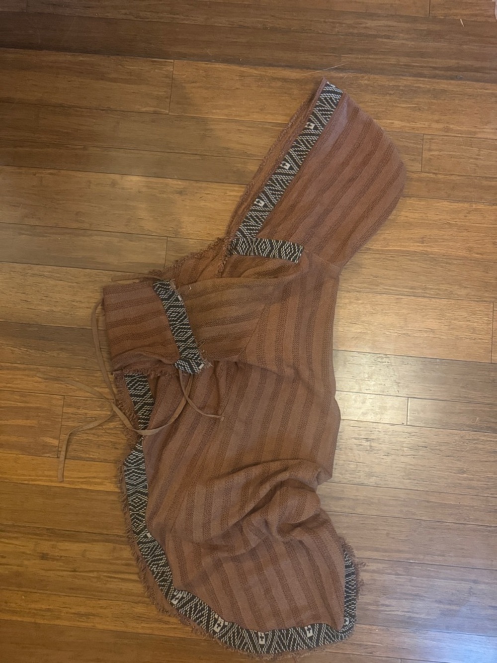 Brown Hooded Baja Cloak -
with Black & Beige Trim